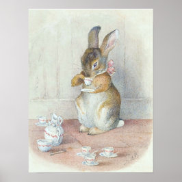 Miss Bunny Drink Tea Kinderzimmer Wall Poster