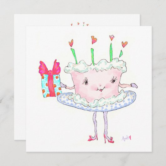 Miss Cake Einladung (Vorne/Hinten)