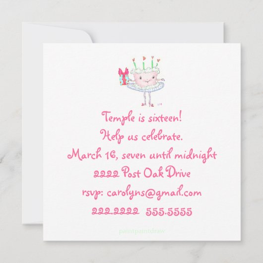 Miss Cake Einladung (Rückseite)