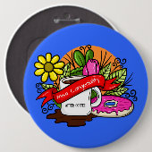 Miss Congeniality Colorful Tattoo Kaffee und Donut Button (Vorne & Hinten)