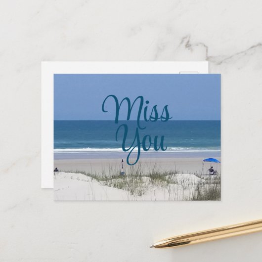 Miss Deine Strandpostkarte Postkarte (Vorderseite/Rückseite Beispiel)