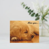 Miss dich! Golden Retriever Puppy Postkarte (Stehend Vorderseite)