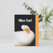 Miss dich! Niedliche White Duck Postkarte (Stehend Vorderseite)
