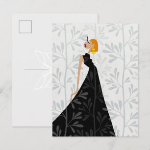 Miss Divine Ludivine Elegante Glamour Mode Kunst Postkarte