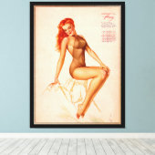 Miss Februar Varga Girl 1946 Button-up-Kalender Leinwanddruck (Insitu (Holzboden))
