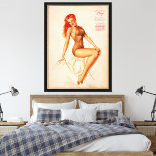 Miss Februar Varga Girl 1946 Button-up-Kalender Leinwanddruck