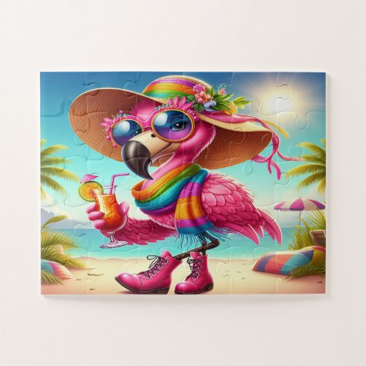 Miss Flamingo am Strand Puzzle (Horizontal)