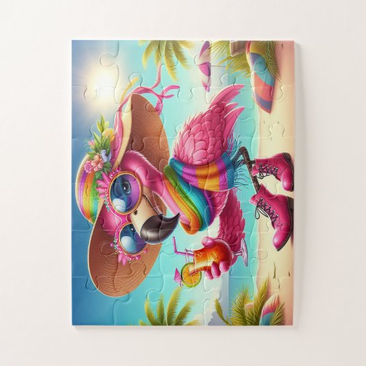 Miss Flamingo am Strand Puzzle (Vertikal)