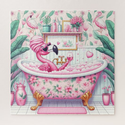 Miss Flamingo hat einen Bubble Bath Puzzle (Vertikal)