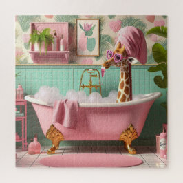 Miss Giraffe macht einen Bubble Bath Puzzle