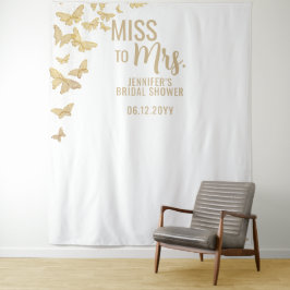Miss Gold Butterfly Chic White Bridal Hintergrund Wandteppich