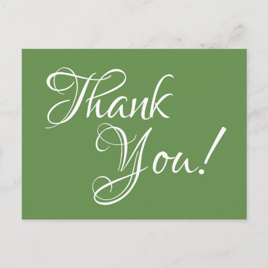 Miss Green und White Calligraphy Vielen Dank Postkarte (Vorderseite)