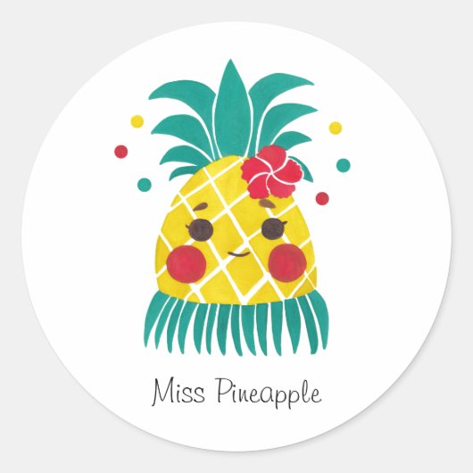 Miss Hawaiian Pineaple Runder Aufkleber (Vorderseite)
