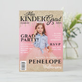 Miss Kinder Grad Gold Glitzer Tropfen Magazine Cov Einladung (Stehend Vorderseite)