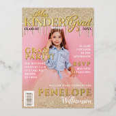 Miss Kinder Grad Gold Glitzer Tropfen Magazine Cov Folieneinladung (Vorderseite)
