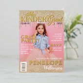 Miss Kinder Grad Gold Glitzer Tropfen Magazine Cov Folieneinladung (Stehend vorne)