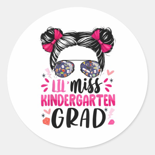 Miss Kindergarten Grad Abschluss Graduated Girls Runder Aufkleber (Vorderseite)