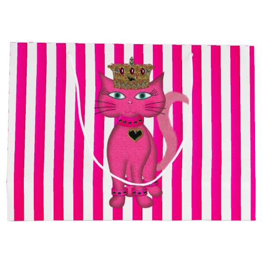 Miss Kitty, Pink Glitzer 3s-GIFT BAG L Große Geschenktüte (Rückseite)