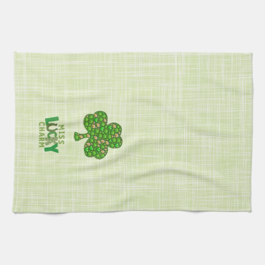 Miss Lucky Charm Kleeblatt St. Patrick's Day Geschirrtuch (Horizontal)