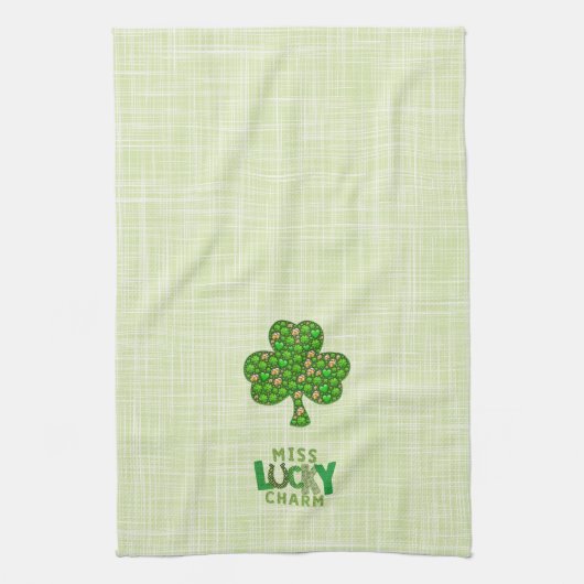 Miss Lucky Charm Kleeblatt St. Patrick's Day Geschirrtuch (Vertikal)