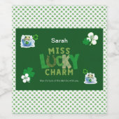Miss Lucky Charm St. Patrick's Day Weinetikett (Einzelnes Label)
