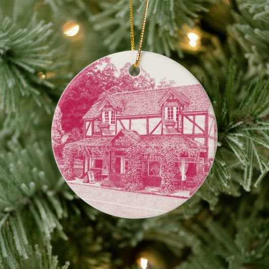 "Miss Marple's Tea Room" (Himbeere) - Keramik Ornament (Baum)