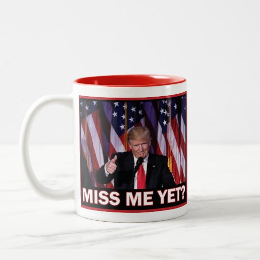 Miss-Me-doch-Trump Zweifarbige Tasse (Links)