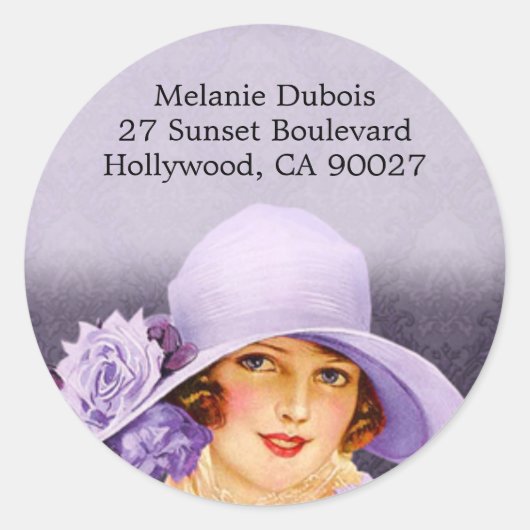 Miss Melanie in Lavender - Adressplatten Runder Aufkleber (Vorderseite)