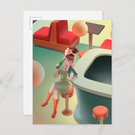 Miss Meow - Bar für späte Nacht Ankündigungspostkarte (Vorne/Hinten)