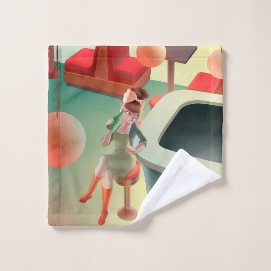 Miss Meow - Bar für späte Nacht Badhandtuch Set (Waschlappen)