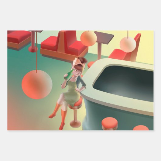 Miss Meow - Bar für späte Nacht Geschenkpapier Set (Vorderseite)