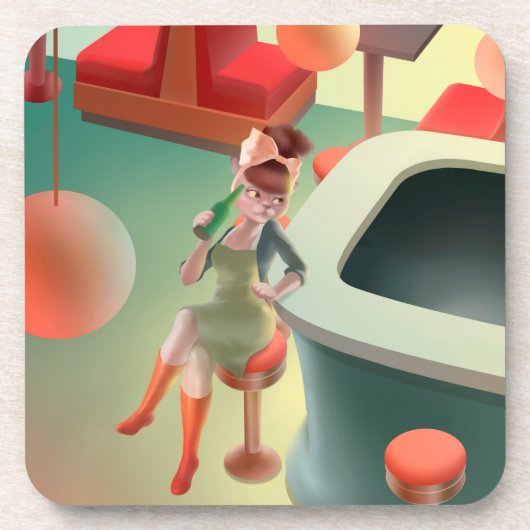 Miss Meow - Bar für späte Nacht Getränkeuntersetzer (Vorderseite)