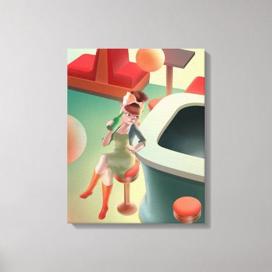 Miss Meow - Bar für späte Nacht Leinwanddruck (Vorderseite)