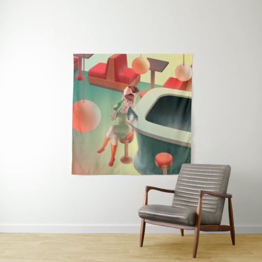 Miss Meow - Bar für späte Nacht Wandteppich (Beispiel)