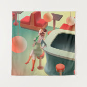 Miss Meow - Bar für späte Nacht Wandteppich (Vorderseite)