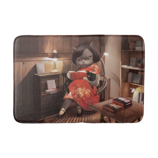 Miss Meow - Vintage Katze Reading Time Badematte (Vorderseite)