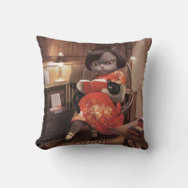 Miss Meow - Vintage Katze Reading Time Kissen