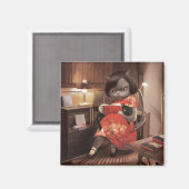 Miss Meow - Vintage Katze Reading Time Magnet (Vorderseite/Rückseite)