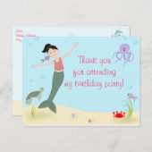 Miss Mermaid Dark Hair Vielen Dank Postkarte (Vorne/Hinten)