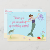Miss Mermaid Party Vielen Dank Postkarte (Vorne/Hinten)