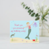 Miss Mermaid Party Vielen Dank Postkarte (Stehend Vorderseite)