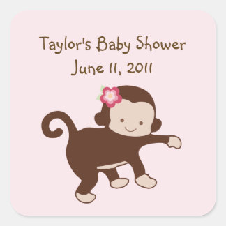Miss Monkey Girl Stickers/Labels/Umschlag Aufklebe Quadratischer Aufkleber