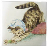 "Miss Moppet chases a Mouse" von Beatrix Potter Fliese (Vorderseite)