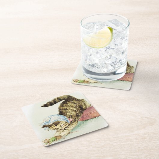 "Miss Moppet chases a Mouse" von Beatrix Potter Rechteckiger Pappuntersetzer (Vor Ort)