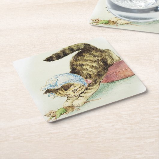 "Miss Moppet chases a Mouse" von Beatrix Potter Rechteckiger Pappuntersetzer (angewinkelt)