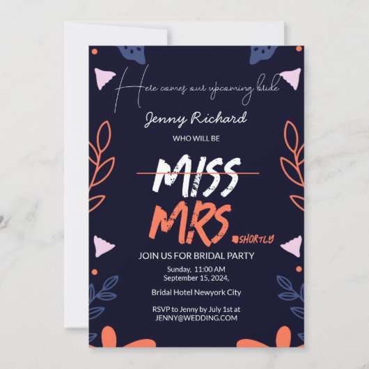 Miss Mrs. Einladung (Vorderseite)