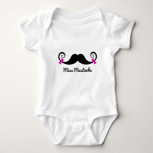 Miss Mustache Design mit rosa Bögen Baby Strampler (Vorderseite)