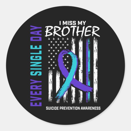 Miss My Brother Suicide Awareness Prevention Ameri Runder Aufkleber (Vorderseite)