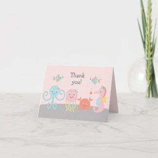 Miss Ocean Girly Sea Life Pink Dankeskarte