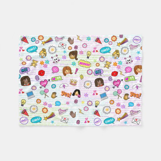 Miss Ojis Fleece-Decke in Weiß Fleecedecke (Vorderseite (Horizontal))